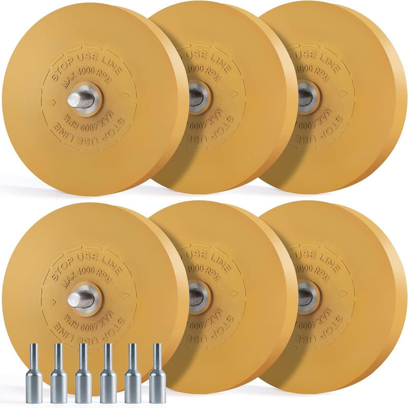 Shawya 6 PCS Decal Remover Eraser Wheel Rubber Eraser Wheel Adhesive Remover Wheel for Cars Sticker Remover Tool Removes Pinstripe Stripe Vinyl Tape and Graphic - Image 1